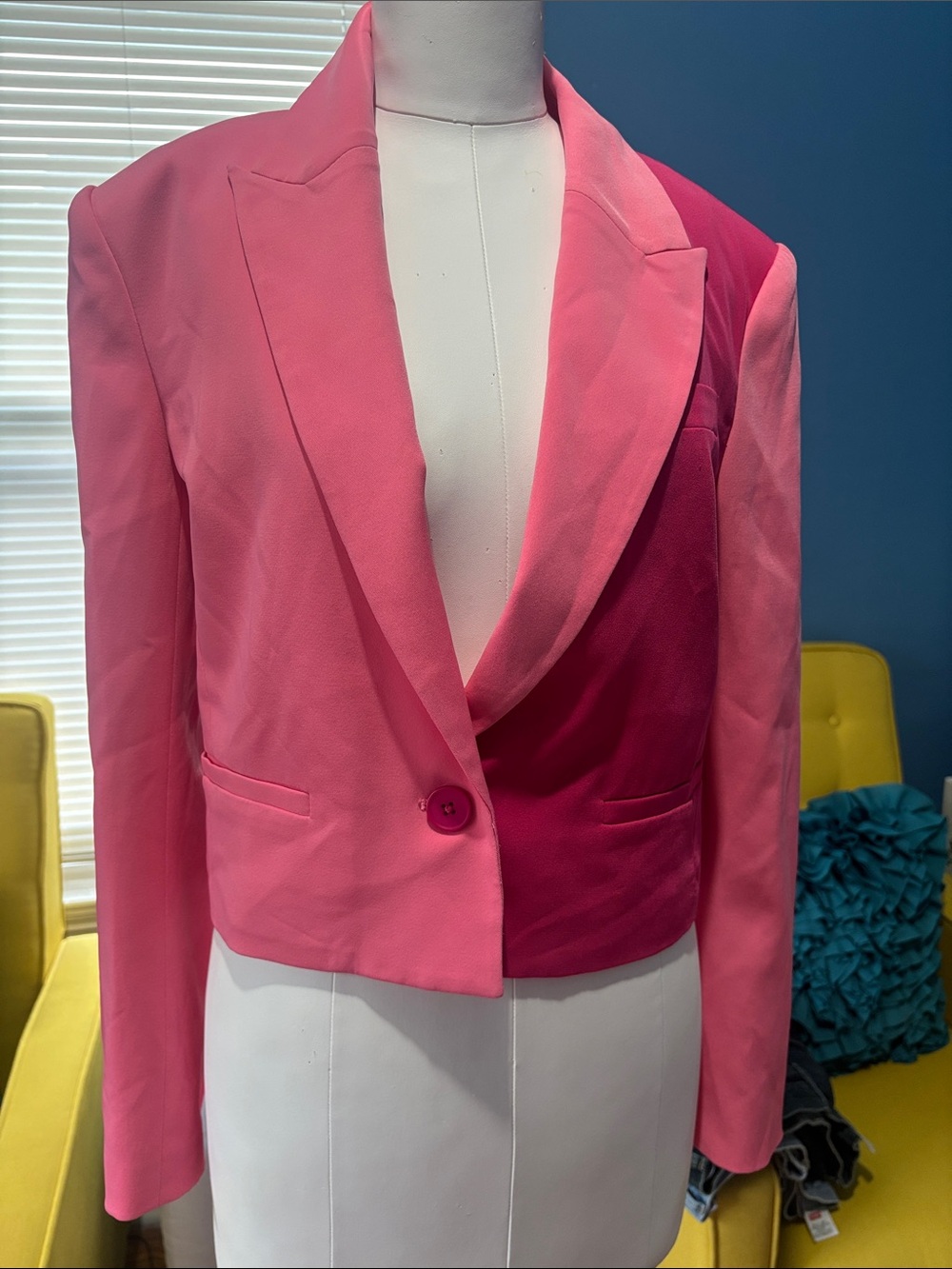 Endless Rose Two-Tone Pink Cropped Blazer Jacket